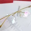 Óculos ópticos de designer de moda com armação totalmente nova 5634295 retrô de metal sem moldura lente transparente animal vintage clássico claro e238C
