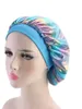 Laser basker elastisk bred sida sömnturban hatt silkeslen duschkapp hårvård perm cap för kvinnans huvud wrap hår tillbehör da2057460706