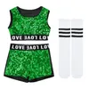 Cheerleading kinderen tieners glanzende pailletten crop tops met shorts sokken cheerleader uniformen set kinderen meisjes moderne hiphop jazzdans kostuums