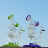 Bong Bowl Yeşil Mor DHL ücretsiz XL-320 ile toptan Sidecar Şekli Eşsiz Cam Su Boruları Heady Cam Dab Rigs Çift Recycler Oil Rig