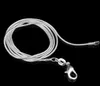 925 Sterling Silver Snake ожерелье Мода Smooth звено цепи омаров застежка Fit кулон 1мм 16-24 дюймов Рождественский подарок