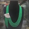 Sıcak satmak doğal 2x4mm yeşil taş fanı şekil mikro işlemeli zirkon toka püskül kolye uzun 45-65cm kazak zincir moda takı
