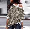 Top e T-shirt da donna invernali Felpe pullover a maniche lunghe leopardate ragazza Top larghi Top Fitness Abbigliamento femminile