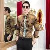 Luxury Golden Casual Shirt Men Long Sleeve Shirt Dress Slim Fit Tuxedo Shirts Male Fashion Streetwear Social Night Club Shirt5411914