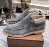 Loro Piano Luxury High LP Nubuck Walk Piana Top Leather Mens Shoes Designer Sneakers Moccasins Flats slip-on Dress Shoe Boots Hombre 45 46