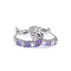 Fashion Womens 925 Sterling Silver Circle Hoop Earring Luxury Sapphire Emerald Gemstone Earrings Jewelry Gifts E11024