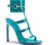 Hot Sale-Summer Women Metal Strap Gladiator Sandaler Tunna Heel Cuts Out Buckle High Heels Läder Party Shoes Dress