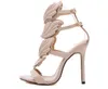 Altın açılı kanatlar gelin düğün ayakkabıları mütevazı moda açık parmaklı sandaletler yüksek topuk kadın parti akşam parti ayakkabıları257k