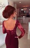 Burgundy Top Lace Long Sleeve backless Mermaid Cheap Long plus size bridesmaid dresses Images South Africa 2019 New Sexy maid of honor dress