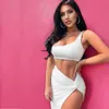 Anjamanor Summer Women 2 -częściowy zestaw jeden na ramię z uprawą Top Ninkted Slit Krótka spódnica Sexy Dwuczęściowe stroje klubowe D32AA34