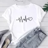 ECG Impressão Mulheres manga curta Designer Verão Feminino Casual em torno do pescoço Streetwear T-shirt Moda soltas T Tops Roupa