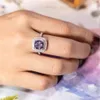 4 Styl Real 100% 925 Silver Rings Biżuteria Palec Wieczny Purpurowy Sapphire Pierścionek Ślubny Dla Kobiet Rozmiar 5-10