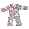 25 stilar Baby Solid Jumpsuits Floral Ruffle Lace Kids Plaid Kläder Nyfödda Tjejer Full Romper Jul Thanksgving Rompers M752