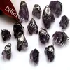 10Pcs Piccolo grezzo irregolare ametista cristallo pendente a grappolo semi preziosa gemma naturale ametista Druzy agata geode con antico cappuccio argentato