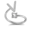 26 A-Z English Letter Ring Crind Crystal English Riging Ring Open Diamond Women Ring