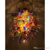 Tiffany barwiona lampa żyrandol lampy żarówki LED domu dekoracji styl wiszące DIY ręcznie dmuchane żyrandole szklane