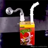 Hitman Glass Bong Dab Oil Rigs Bongs 7,5 "pouces Liquide Sci Verre Jus Boîte Boîte De Céréales En Verre Pipe À Eau Bongs avec tuyau de brûleur à mazout de 14 mm