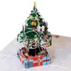 Tarjeta de felicitación 3D Up para árbol de Navidad, regalo ahuecado de Navidad, tarjeta postal de felicitación emergente con bendición, envío gratis, 10 unidades por lote