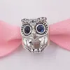 Autentyczne 925 Sterling Silver Beads Musing Owl Urok Charms pasuje do European Pandora Styl Bransoletki Biżuteria Naszyjnik 798397NBCB