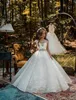 Elegancki Biały Kryształ Koronki Kwiat Kwiat Dziewczyna Suknie Urodziny Toddler Tutu Kids Pagewant Pierwsza Komunia Sukienka Długi Prom Dresses Girl Nosić Suknie