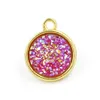 12mm druzy drusy sten hänge guld bling harts runda charm för halsor gör mode smycken i bulk