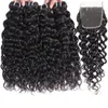 Cabelo virgem brasileiro 9A Remy com fechamentos 4X4 fechamento de renda ou 13X4 fechamento frontal de renda ondas profundas feixes de cabelo brasileiro com Cl2400