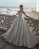 Vestidos árabes luxuosos e luxuosos vestidos de noiva sexy sexy de pescoço de miçangas de renda de renda de mangas compridas vestidos de casamento vintage zj115