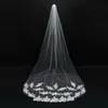 Bröllopstillbehör 2019 Applices Tulle Long Cathedral Wedding Veil Lace Edge Bridal Veil med Cam Veu de Noiva Longo1941229