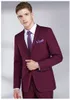 Costumes de mariage bordeaux chics pour hommes, coupe cintrée, smokings de marié pour hommes, costume deux pièces pour garçons d'honneur, vestes d'affaires formelles (veste + pantalon + gilet)