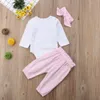 2019 nouveau-né bébé fille enfants designer vêtements combinaison barboteuse body pantalon + bandeau tenues ensemble de vêtements