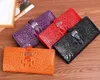 Women Fashion wallets leather clutches crocodile grain 19x9x3cm hasp fastner one zipper pocket inner Luxury quality