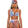 Swimsuit de cintura alta Two-partido Terno Africano Imprimir Swimwear 2020 Novos Banhos de Natação Suites Alta Perna Corte Bandage Bikini Set