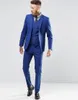 Blue Color Gentle Man Tuxedo Suits Real Image Handsome Groom Suits One Button Slim Fit Wedding Suit For Men (Jacket+Pants+Vest) HY6013