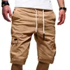 Summer New Mens Shorts with Pocket Solid Black Khaki Hip Hop Fashion Streetwear Shorts Plus Size M-3XL