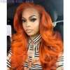 Peruker hög temperaturfiber 360 spets orange hår peruker lång naturlig kroppsvåg blond/vit/röd syntetisk spets front peruk för kvinnor afrika