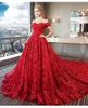 Abito da sposa rosso scintillante 2022 con spalle scoperte con maniche con paillettes corpetto in pizzo cattedrale treno abiti da sposa di lusso abiti da sposa 4541499