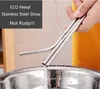 dhl free shipping 500pcs lot stainless steel straw steel drinking straws 8 5 reusable eco metal drinking straw bar drinks party stag