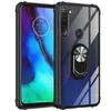 Rensa akrylmagnetiska ringhållare Mobiltelefonfodral för LG K51 Stylo 6 iPhone 8 plus 360 Kickstand Armour Back Cover Oppbag