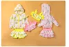 Flickor söta bikinis baddräkter Lovely Print Swimwear Kids Summer Pink Yellow Bathing Suit 3pcs / set Gratis frakt