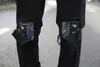 Plegie Bandana Patchwork Ripped on Knee Men's Jeans High Street Jeans Men Hip hop Denim Pants slim fit black Joggers2647