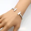 Wholesale-New Stainless Steel double T love Bracelet jewelry Cuff Rose Gold plate Bangles Bracelets For Women Love Bracelet