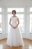 Simple Tulle A-line Long Modest Wedding Dress With Cap Sleeves Sweetheart Ruched Beaded Waist Modest Country Bridal Gowns With Sash