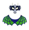 Barn Dragon Dinosaur Wing Mask Set Boys Girls Halloween Julklänning Upp Kostym Full Face Masks Cape Props Party Supplies Felt gåvor