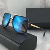 Gafas de sol cuadradas de lujo y vintage, gafas de sol de diseño dorado/marrón con gradiente Sonnenbrile para hombre, gafas nuevas con caja