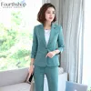 Women's Suits & Blazers Work Pant Women Suit Business Lady Office Uniforms Female 2 Piece Set Trousers Blazer Spring Autumn 2021 Plus Size 4