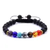 Pulseras de Siete Chakras - Pulsera con Cuentas de Piedra de Lava Natural de 8 mm Alivio del estrés para Hombres Cuentas de Yoga Pulsera de difusión de Aceites Esenciales de aromaterapia