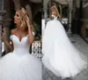 الفاخرة مطرز كريستال الكرة ثوب الزفاف فساتين قبالة الكتف كاب الأكمام تول مخصص فستان الزفاف vestido دي novia