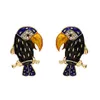 Mignon avec des boucles d'oreilles en forme de perroquets en cristal pour les femmes de nuit club exagéré coloré des oiseaux de plumes