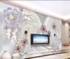 Perla diamante intarsiato fiore farfalla amore Foto Sfondi per parete 3 d Soggiorno Camera da letto Negozio Bar Cafe Pareti Murales Rotolo Papel De Parede