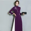 2019 Yeni Varış Sonbahar Moda Stil Polyester Kadın Artı Boyutu AO Dai Asya Pasifik Adaları Giyim M-2XL